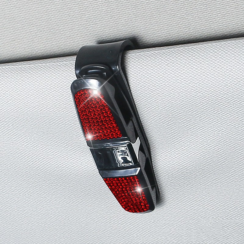 New car diamond-encrusted eyeglass clip, creative car eyeglass clip, ticket clip, multi-functional diamond-encrusted clip QW323 details Picture