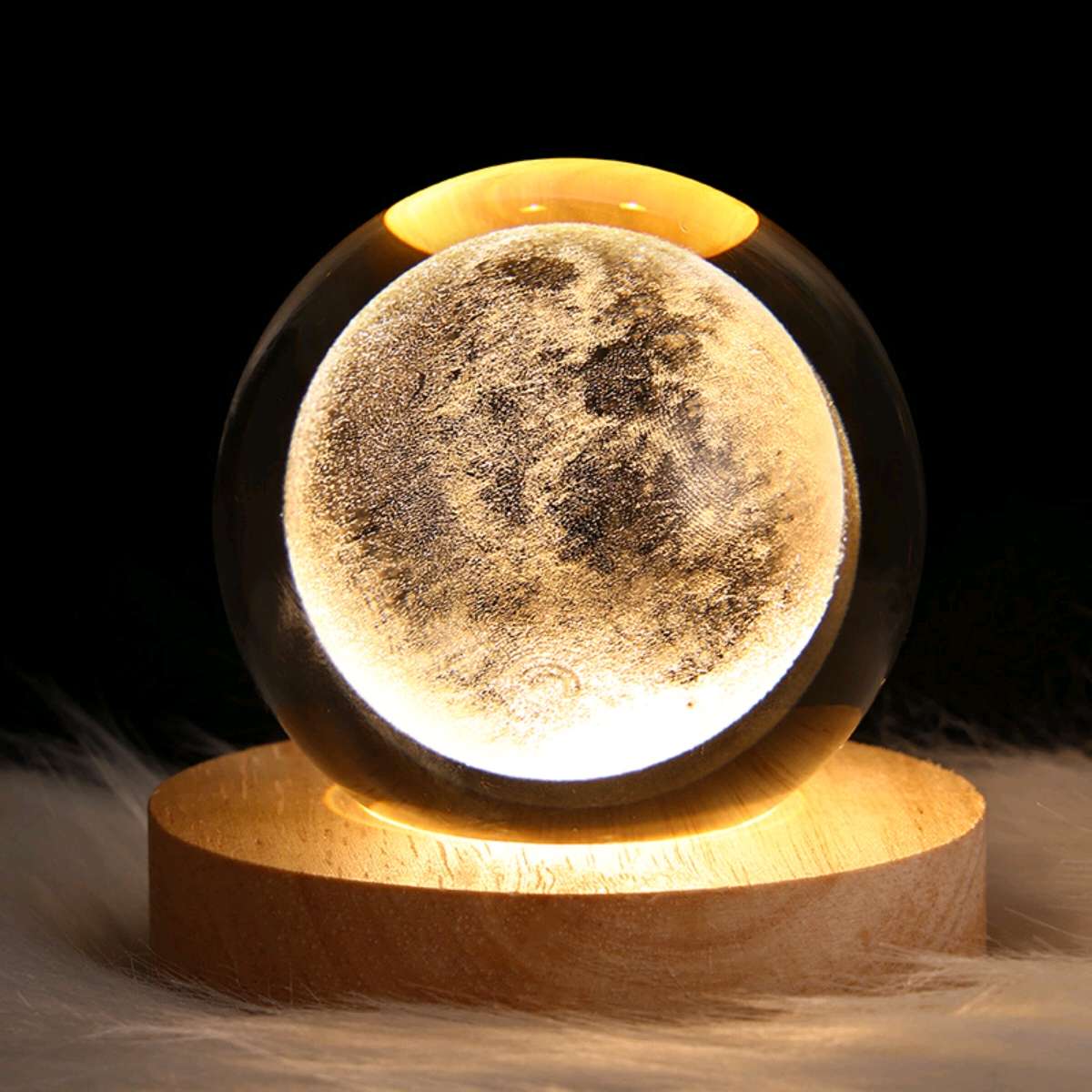 水晶球创意发光水晶小夜灯3D内雕玻璃球星球桌面摆件外贸批发摆件 详情图9