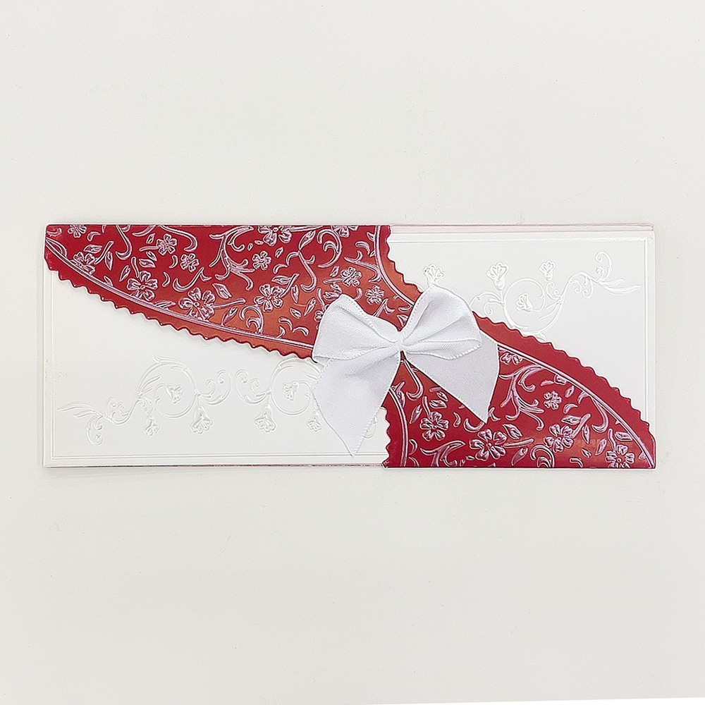 Yiwu factory direct sales of long European-style embossed pearlescent letterpress cards with bows, insert cards, wedding invitations, banquet invitation cards Specification image