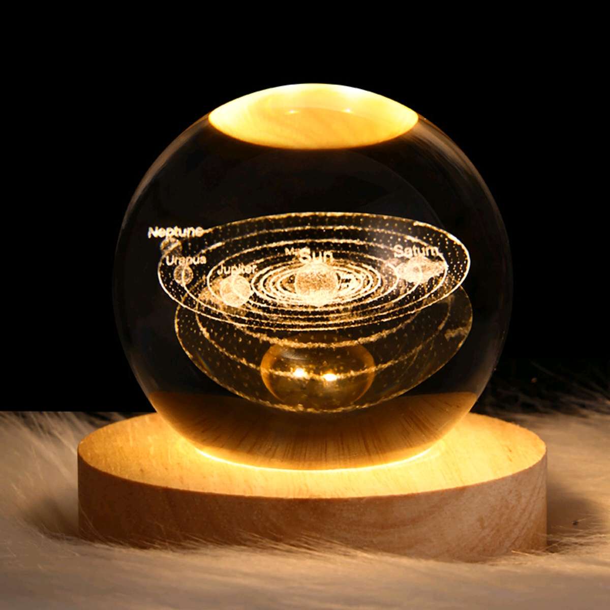 水晶球创意发光水晶小夜灯3D内雕玻璃球星球桌面摆件外贸批发摆件 详情图11