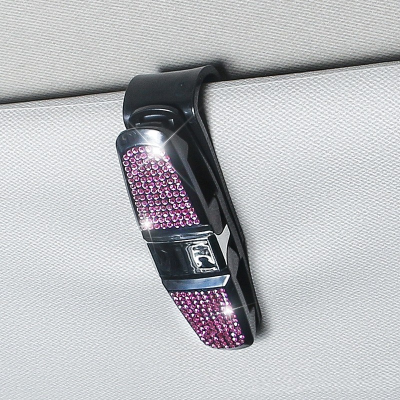 New car diamond-encrusted eyeglass clip, creative car eyeglass clip, ticket clip, multi-functional diamond-encrusted clip QW323 Item Picture