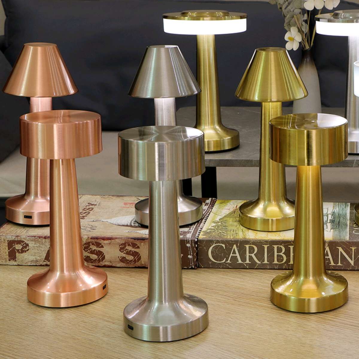 金属台灯触摸小夜灯充电桌面复古酒吧清吧夜店氛围现代简约装饰灯 