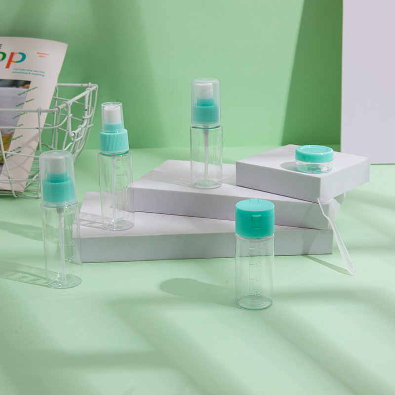 Travel sub-bottle PVC box cosmetic bottle 6-piece set spray press cream travel set plastic sub-bottle detail image 6
