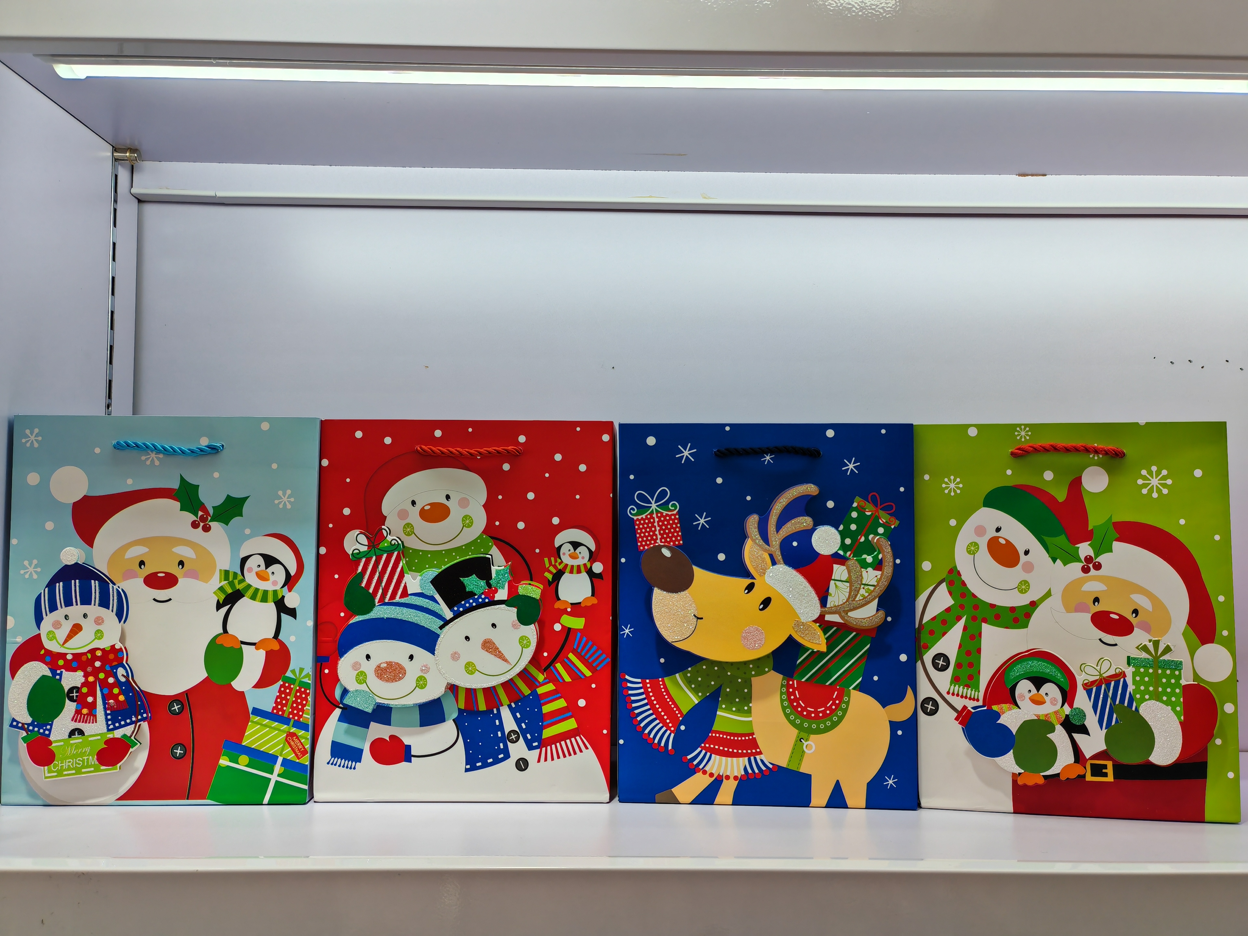 Christmas gift bags, New Year handbags, gift paper bags, holiday shopping bags, 3D powder coating, in stock