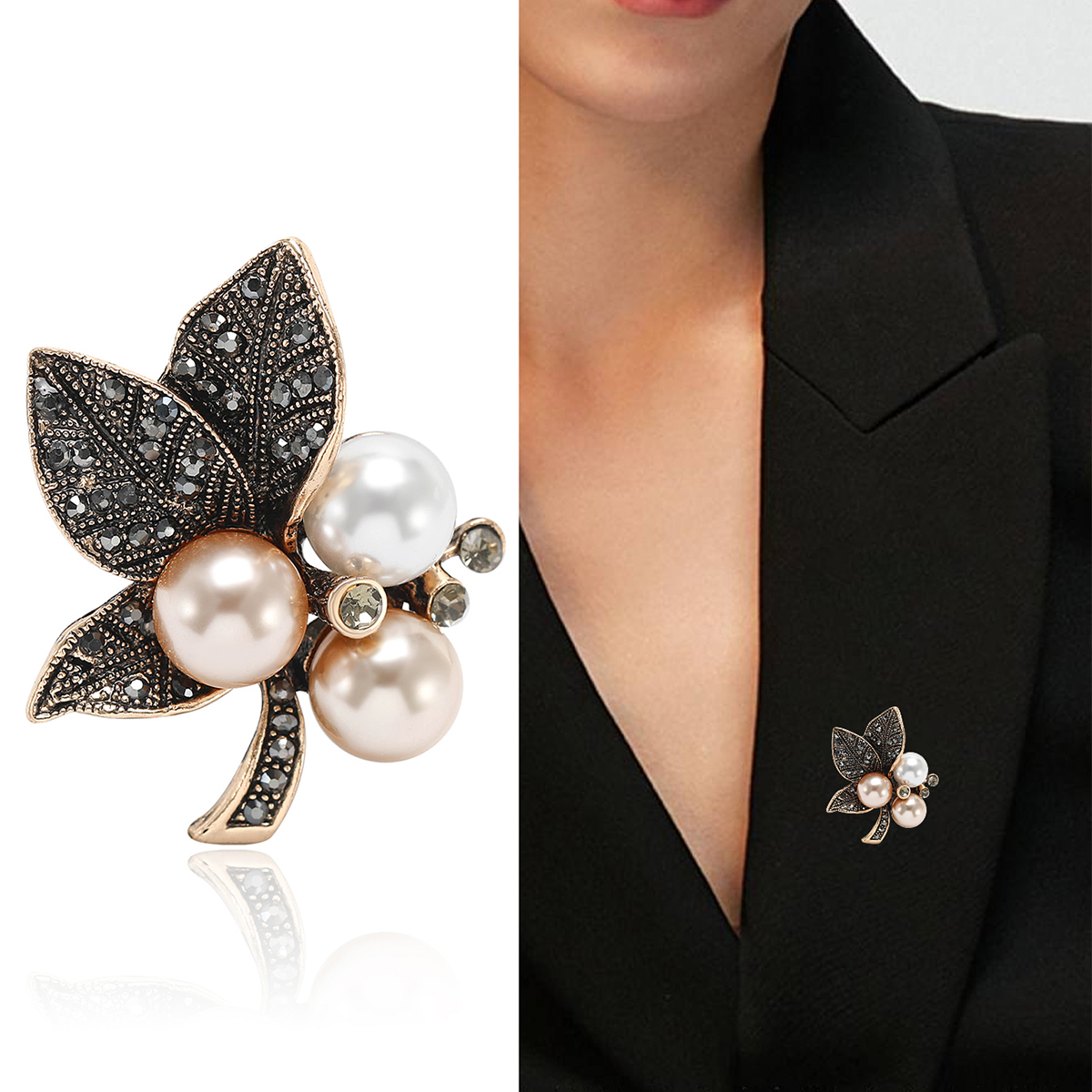 Factory direct sales, creative and light luxury new best-selling retro water diamond plum blossom stainless steel brooch, anti-glare, light luxury creative retro brooch, simple and fashionable accessory pin