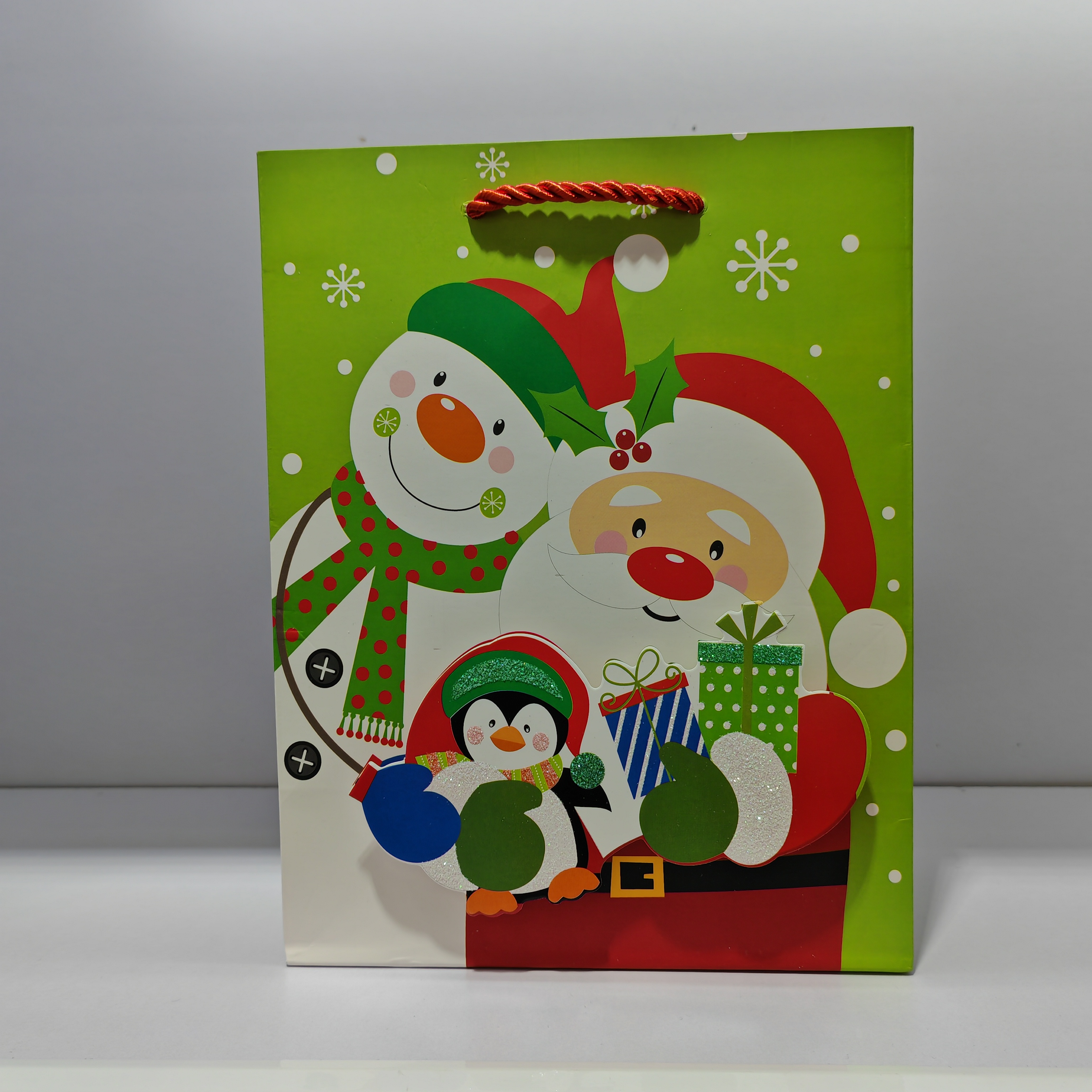 Christmas gift bags, New Year handbags, gift paper bags, holiday shopping bags, 3D powder coating, in stock Item Picture