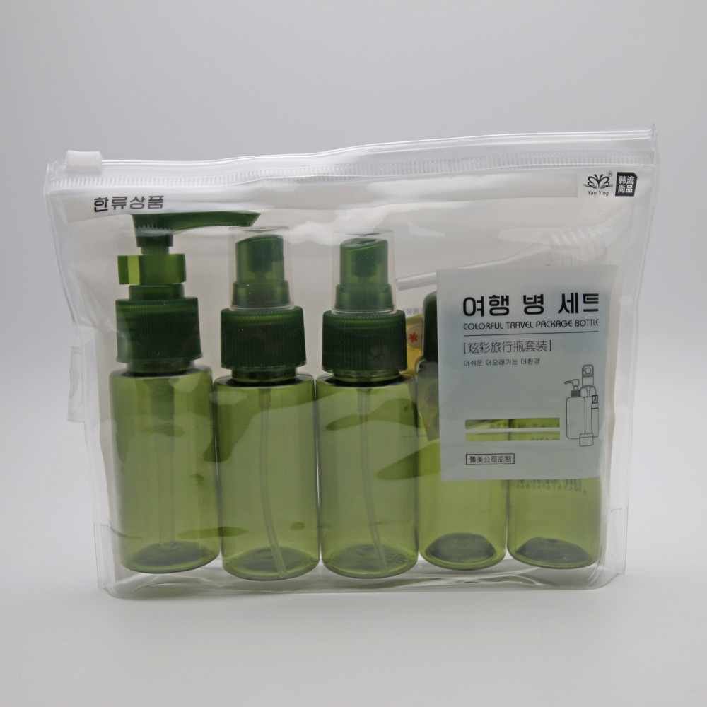 炫彩抹茶绿化妆品分装瓶 香水瓶7件套装瓶 洗发水沐浴露空瓶