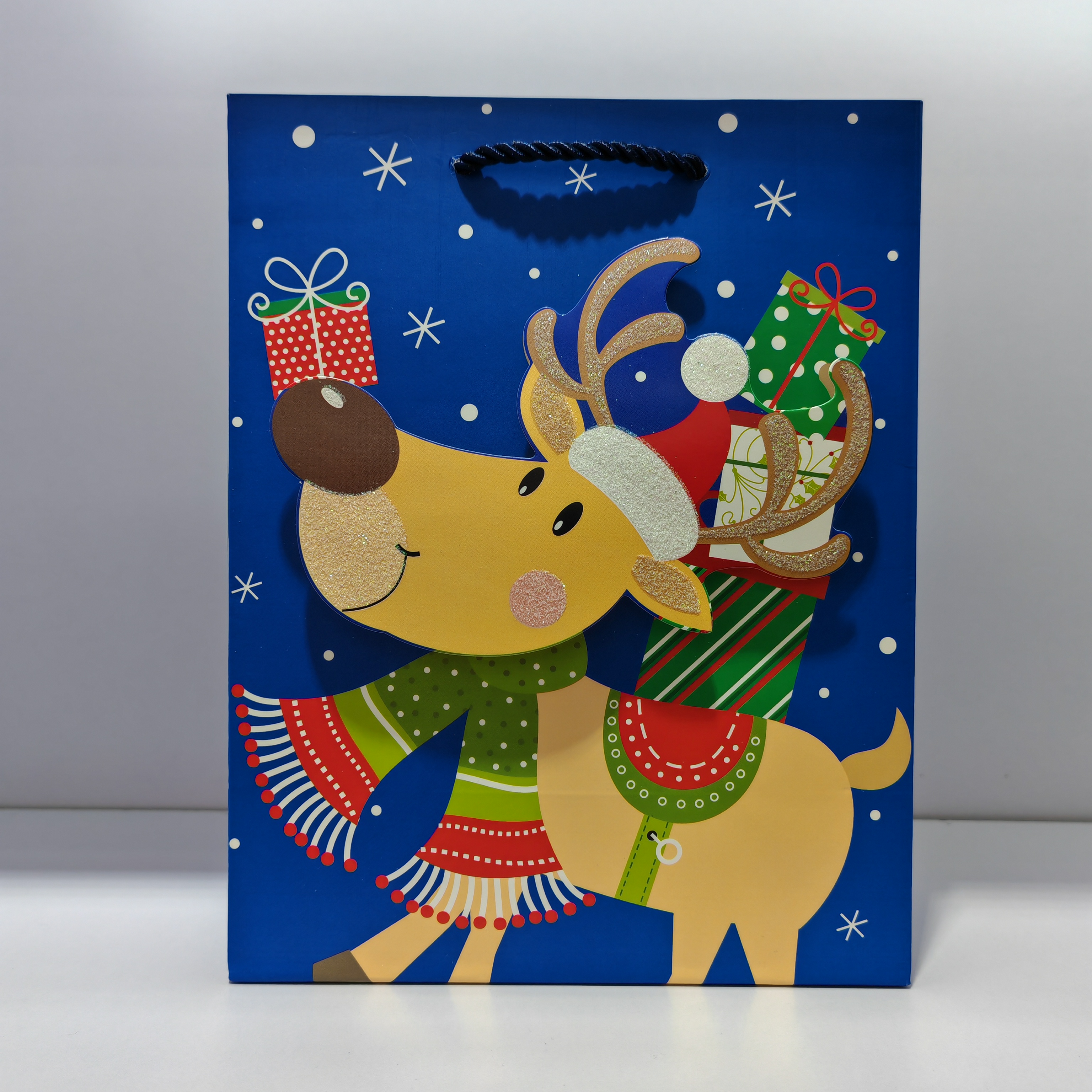 Christmas gift bags, New Year handbags, gift paper bags, holiday shopping bags, 3D powder coating, in stock Specification image