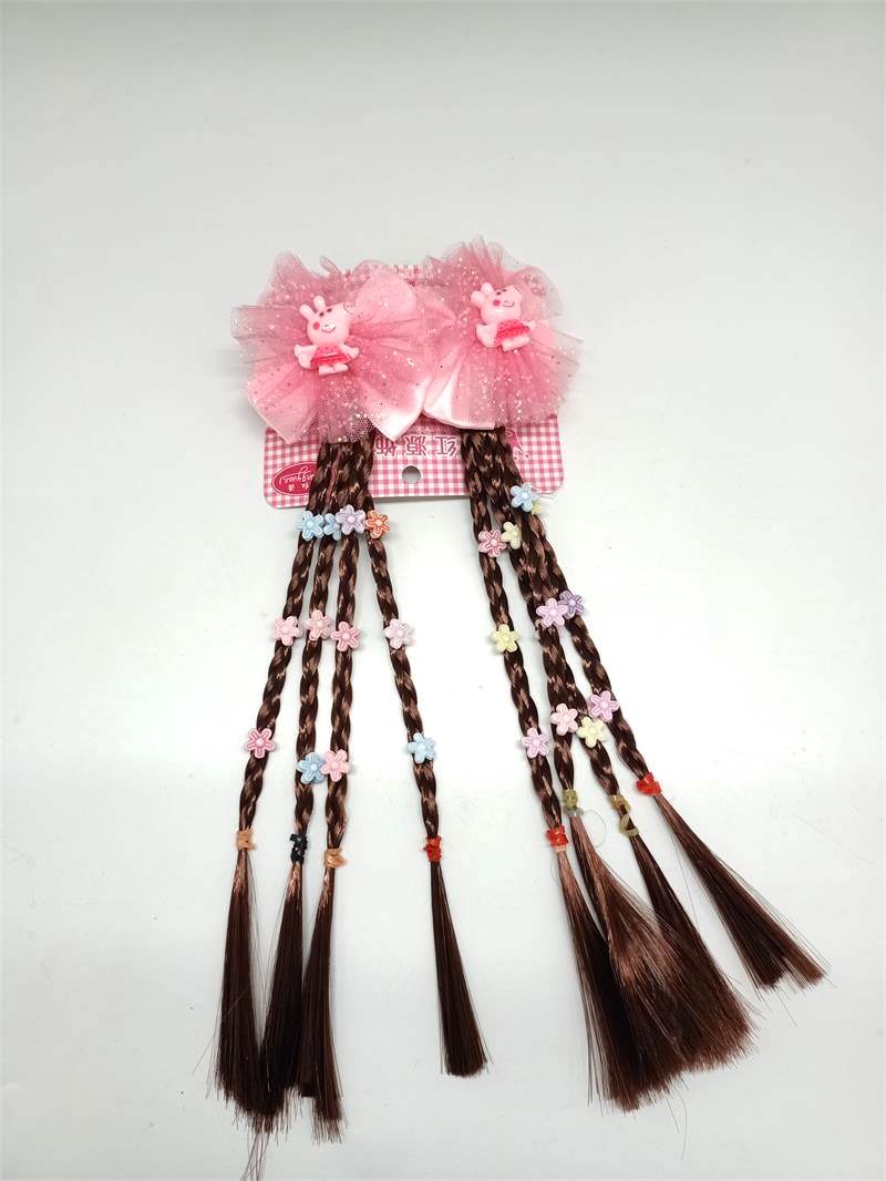 Korean children's bow hair clips, wig bundles, cute little girl hair clips, headwear, princess curly hair clips, hair accessories details Picture