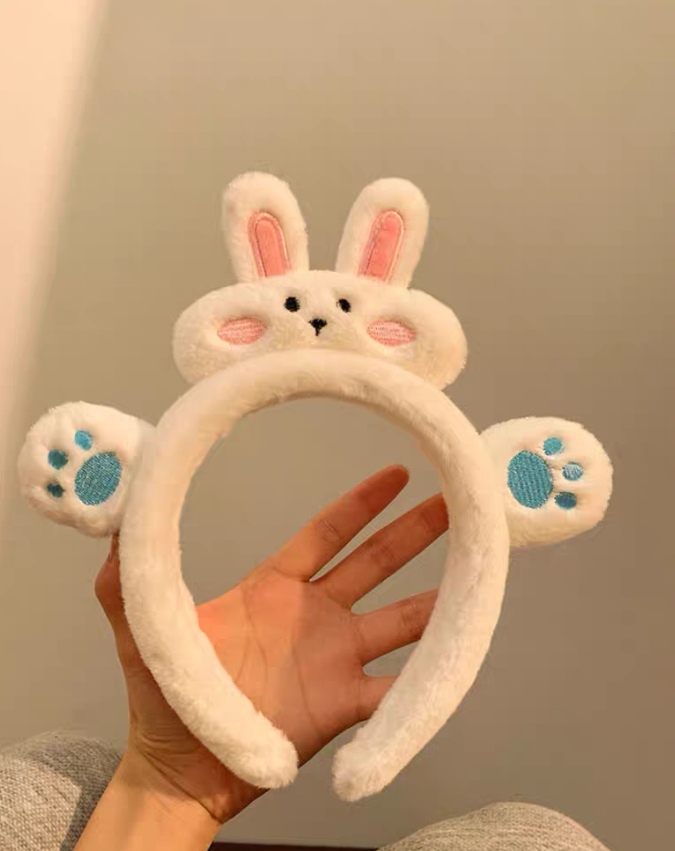 Cute Bunny Cat Paws Face Wash Headband Specification drawing