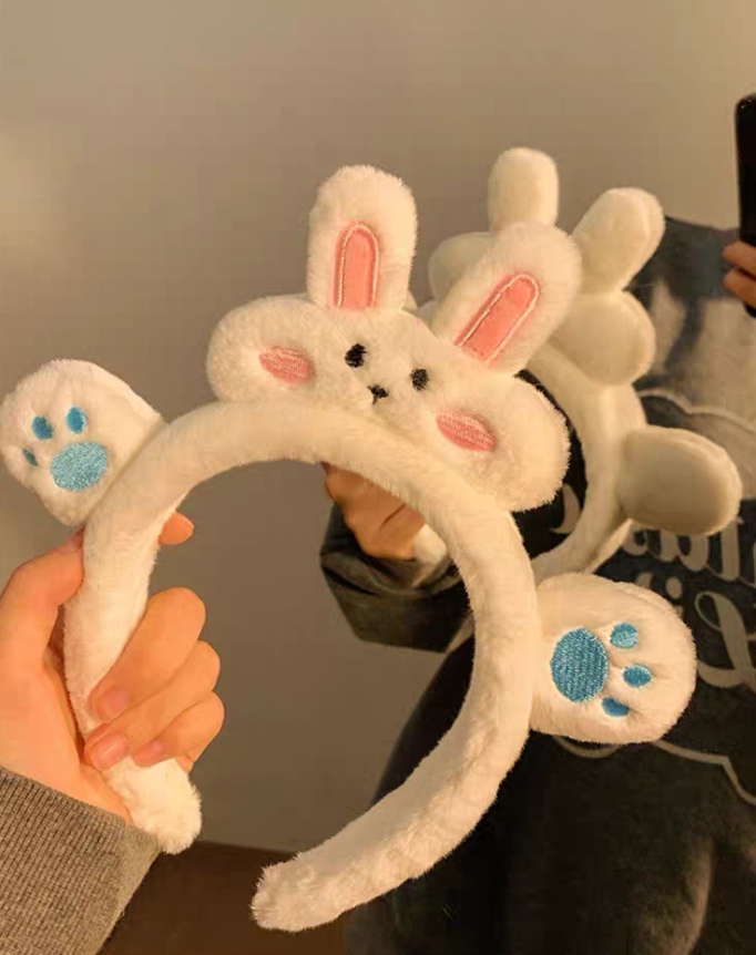 Cute Bunny Cat Paws Face Wash Headband full figure