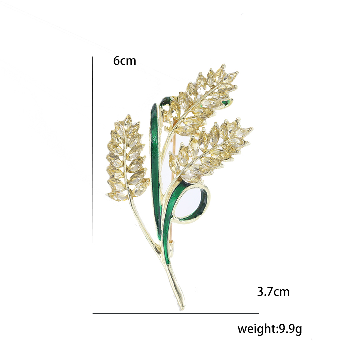 Factory direct sales, creative and light luxury new best-selling retro water diamond wheat ear stainless steel brooch, anti-glare, light luxury creative retro brooch, simple and fashionable accessory pin Application Scenario