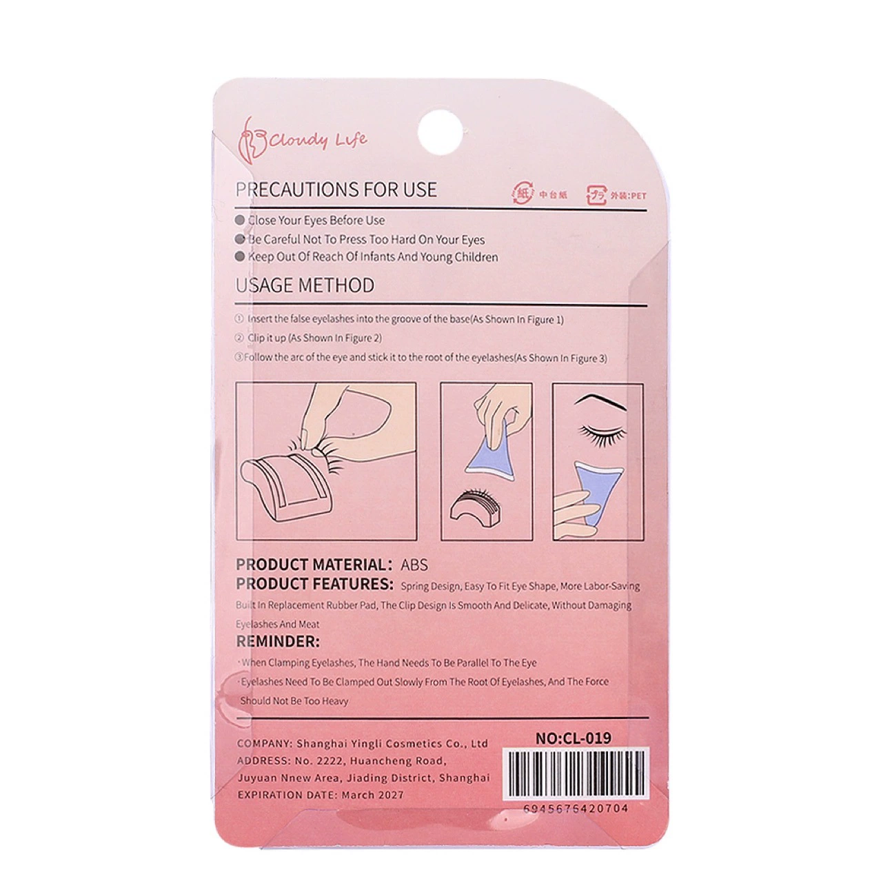 Eyelash assistant for false eyelashes, false eyelash curler 019, white Specification image