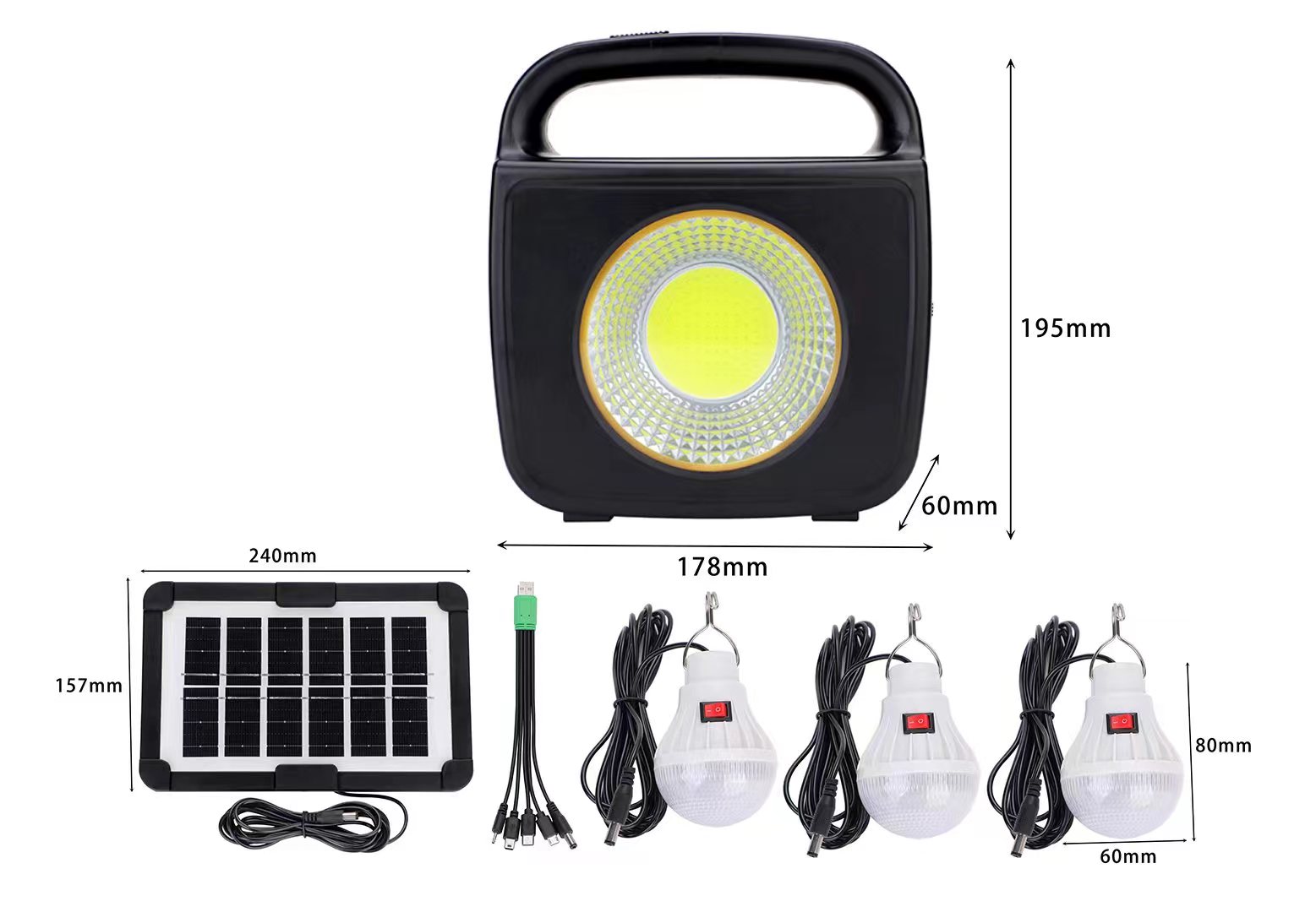 CC022 Solar small System Lamp, multi-functional outdoor portable lamp, household bulb lamp, villa and courtyard lighting lamp