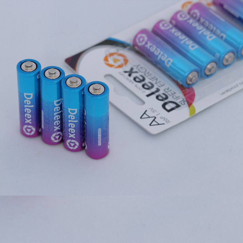 Deleex碳性5号电池8支装碱性电池AA电池R6P卡纸包装碳锌干电池Battery对讲机电池玩具电池高效电池环保电池图