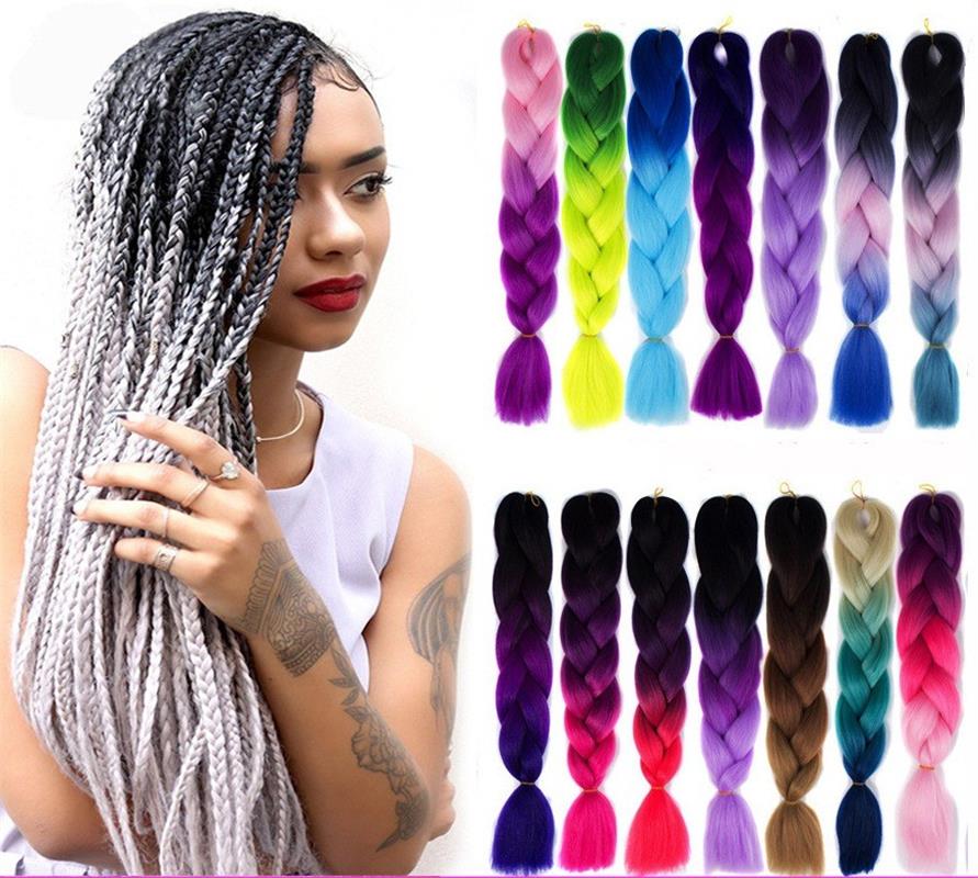 Trenzas africanas grandes pelucas trenzas de colores cuerdas de pelo trenzas de fibra química degradadas trenzas de reggae hip-hop trenzas trenzas de pelo "crossover"