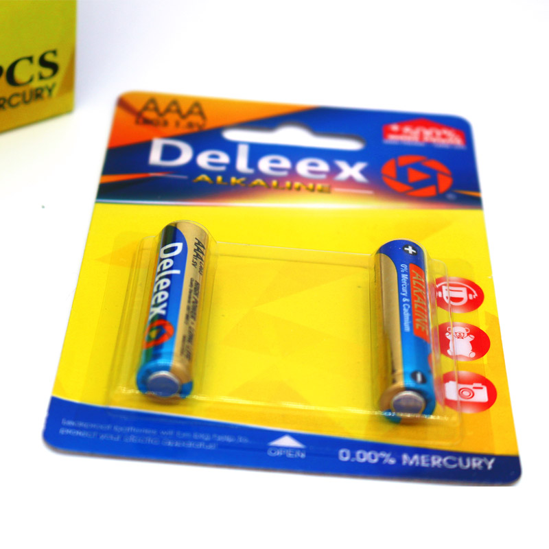 Deleex碱性电池2支装LR03纸卡包装AAA电池7号电池battery锌锰干电池遥控器电池玩具电池高效电池环保电池详情图2
