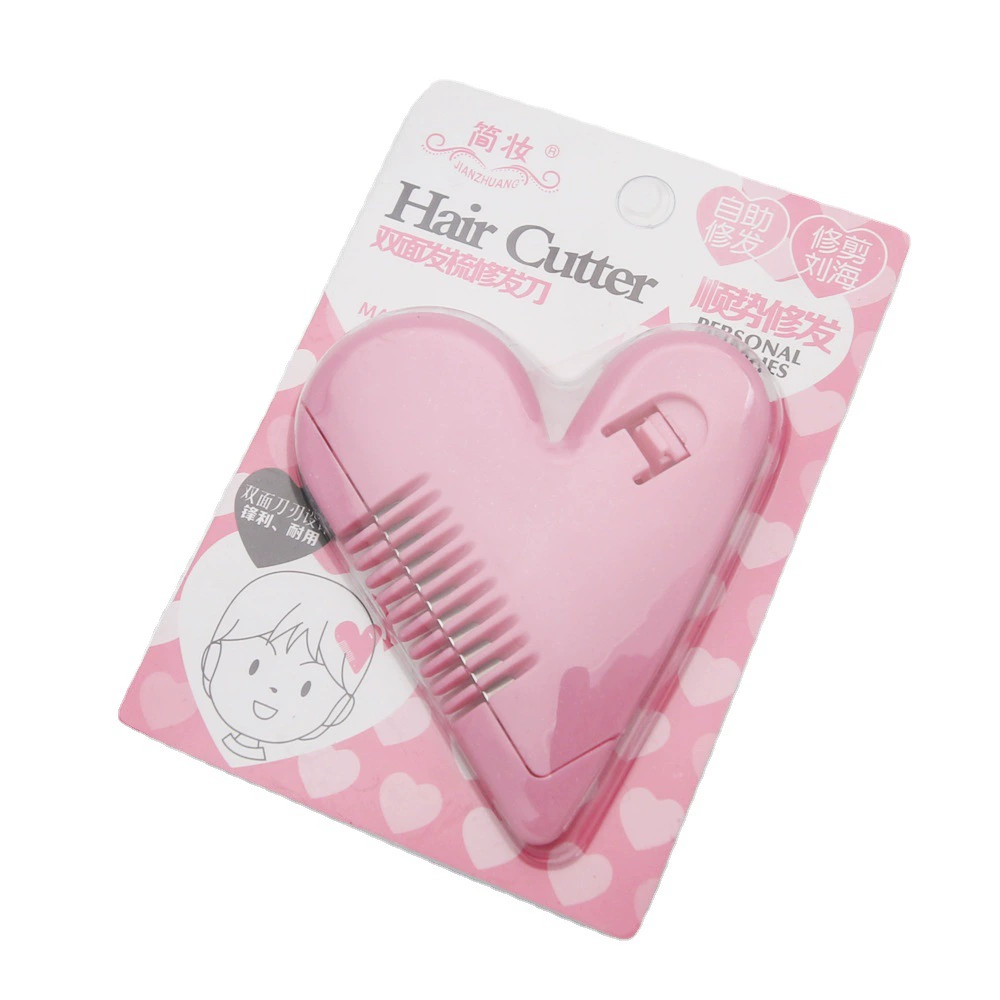 Heart-shaped double-sided hair comb, hair trimming knife, bangs trimming tool, thinning and trimming hair tips, heart-shaped hair comb, hair styling comb, plastic comb details Picture