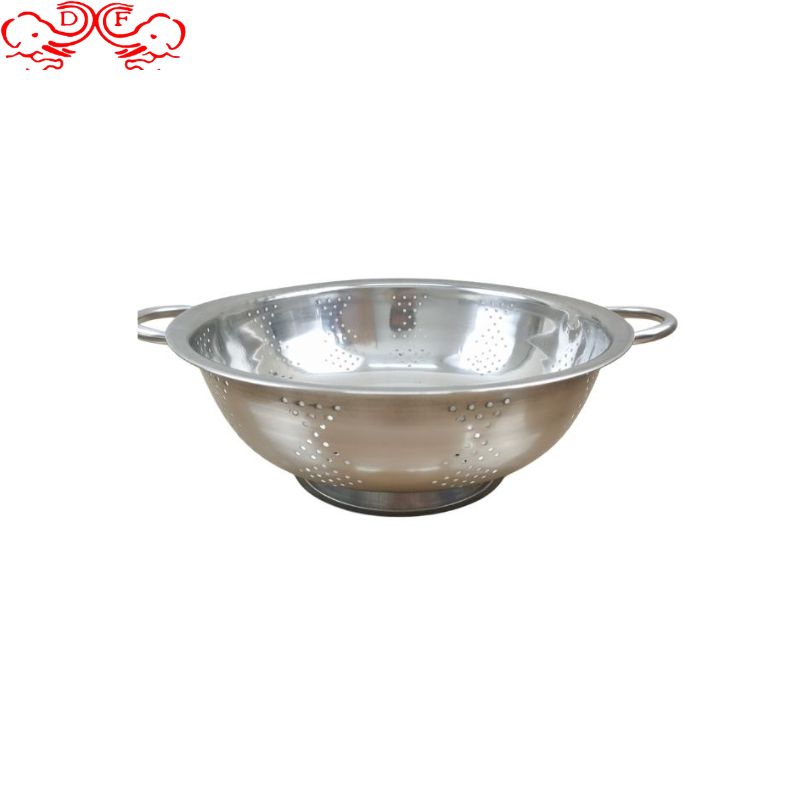 DF99946 stainless steel rice washing sieve with feet, base, double ears, rice washing, vegetable washing, draining basin, fruit basket, rice washing basin, fruit basket DF Trading House