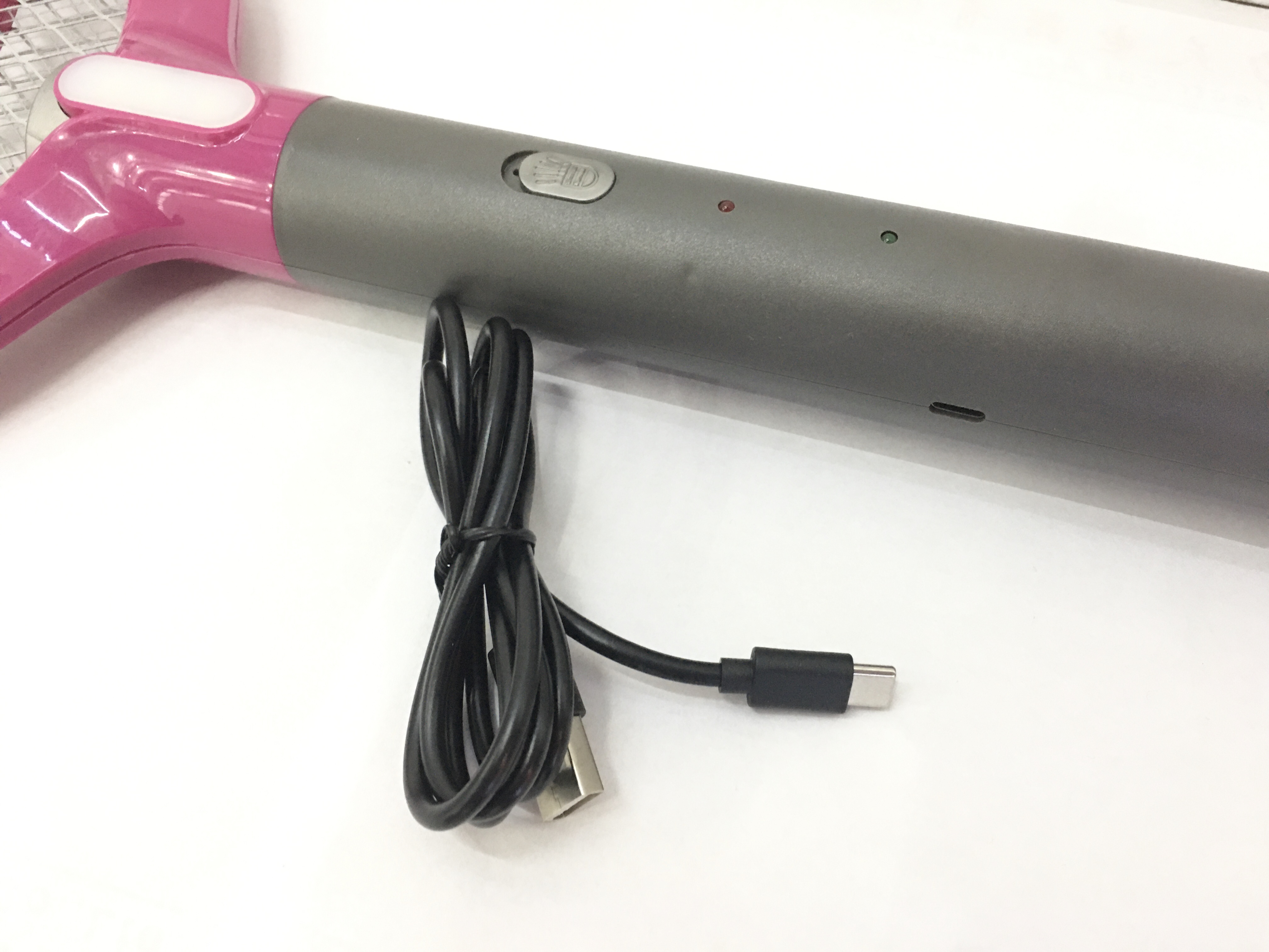 GECKO品牌新款USB-309高档ABS塑料1200毫安锂电池USB带灯充电式电蚊拍灭蝇拍详情图3
