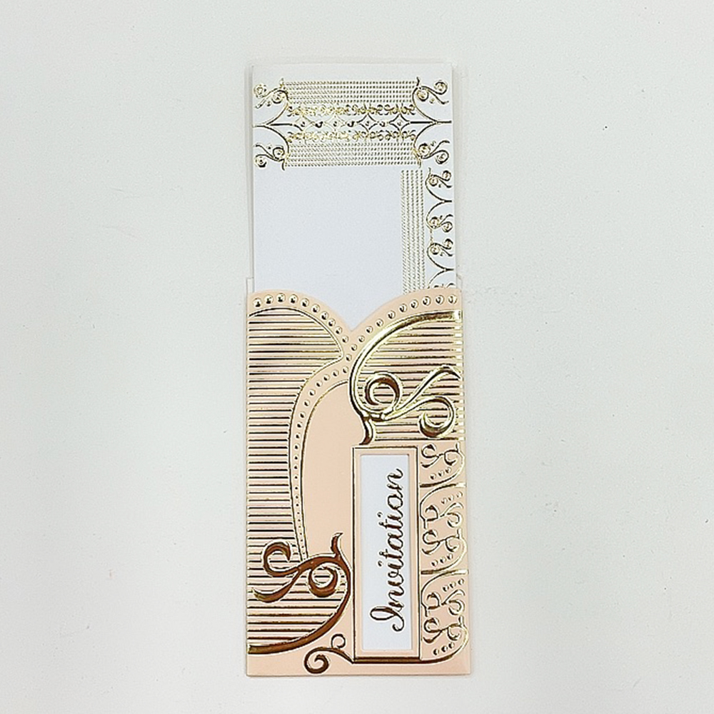 This long pocket-style greeting card with gold-embossed notes exclusively for foreign trade is suitable for wedding invitations, birthday party invitations, conference invitations and thank-you cards