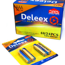 Deleex碱性电池LR03纸卡包装AAA电池7号电池battery锌锰干电池遥控器电池玩具电池高效电池环保电池