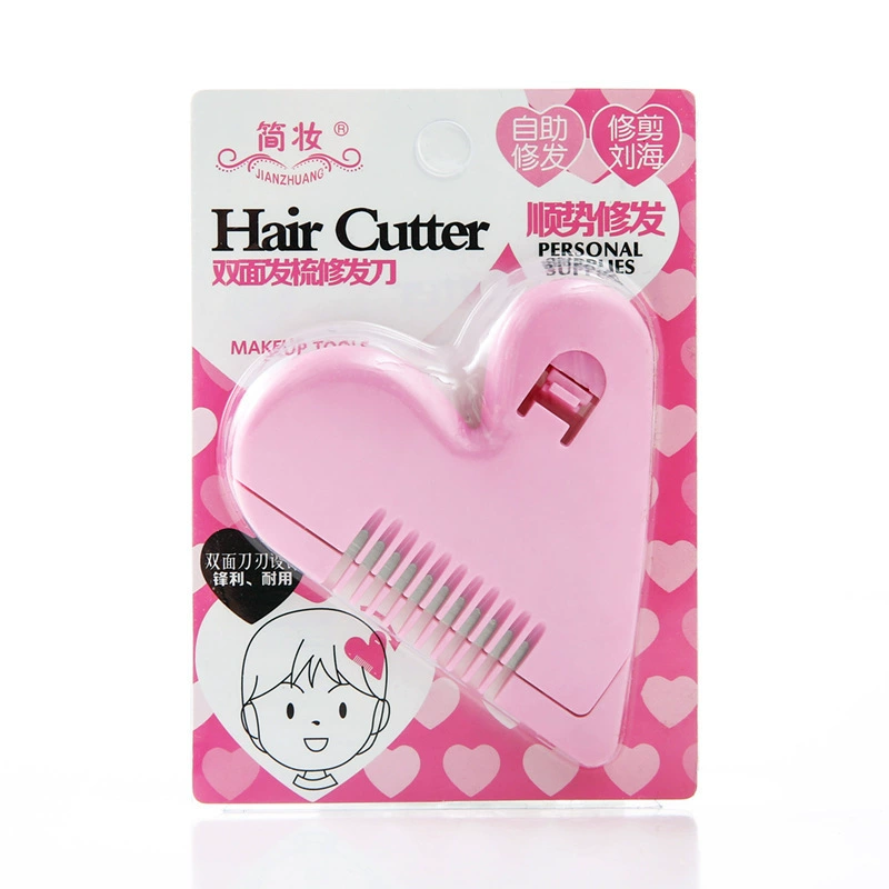 Heart-shaped double-sided hair comb, hair trimming knife, bangs trimming tool, thinning and trimming hair tips, heart-shaped hair comb, hair styling comb, plastic comb