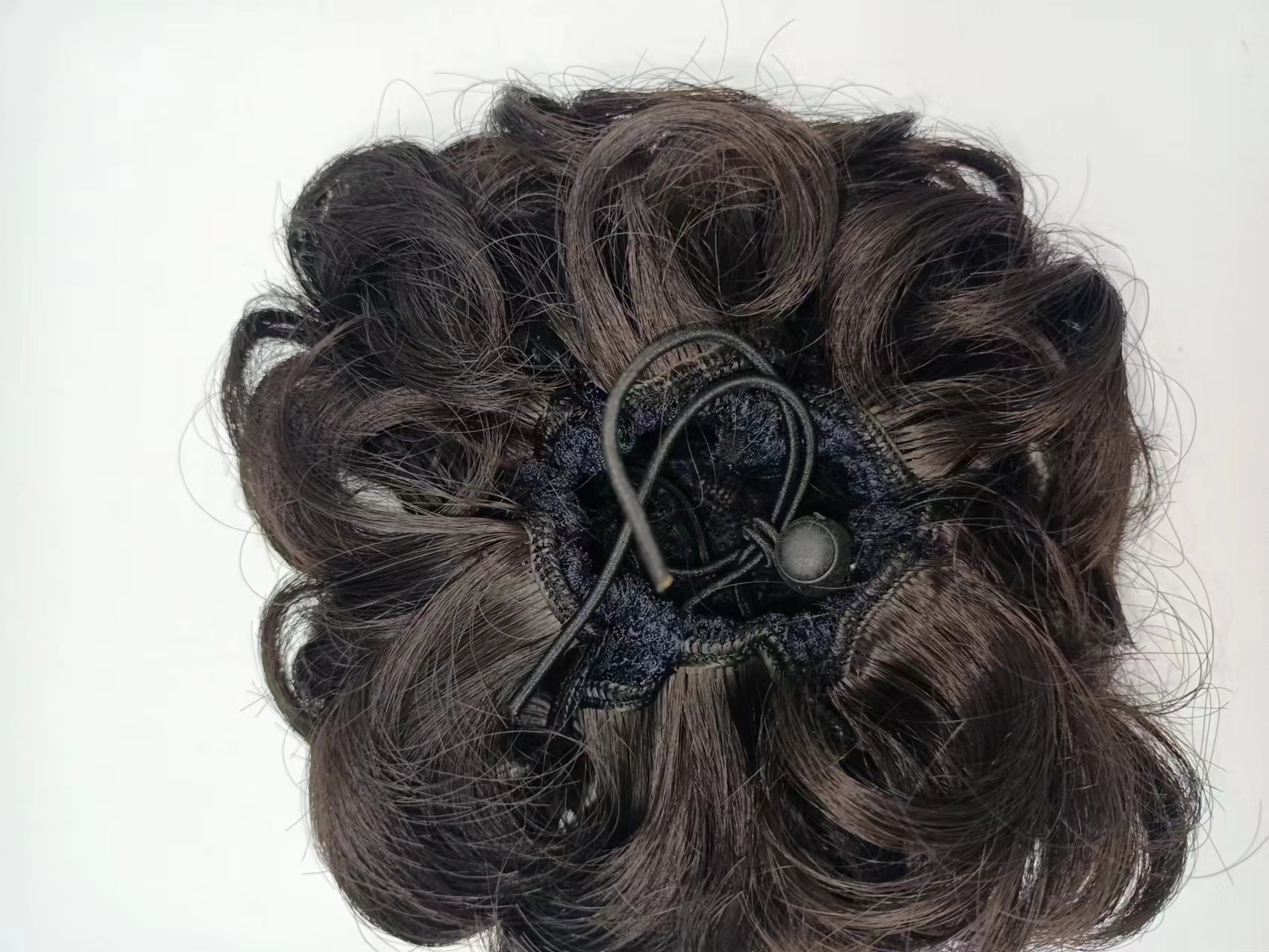 Anillo de pelo falso cabeza de croqueta doble lazy atador de pelo anillo de pelo emulador de pelo peluche natural reducción de edad elástico paquete de pelo Specification image