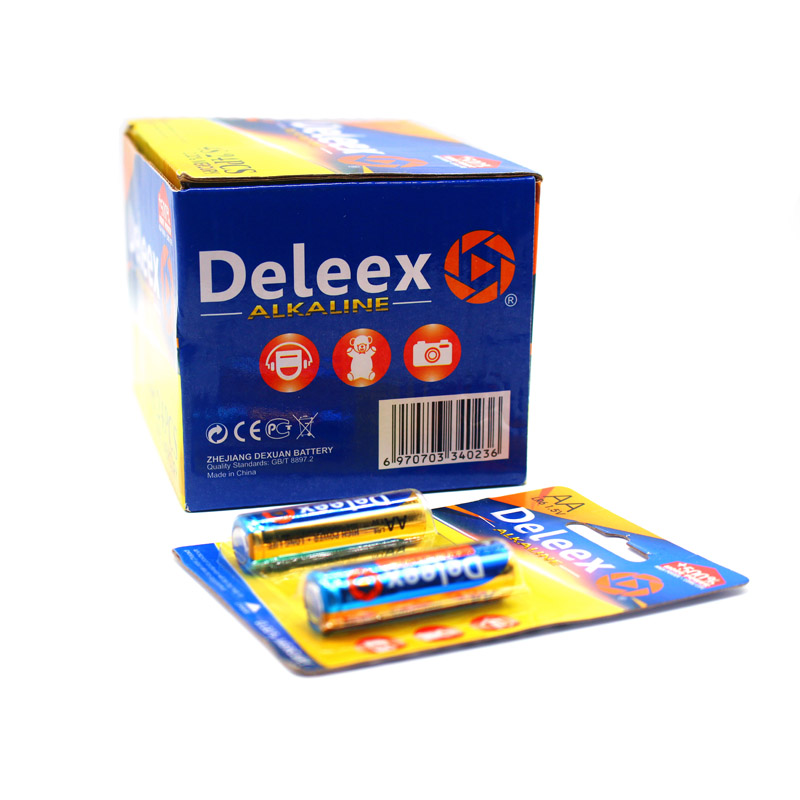 Deleex碱性电池2支装LR06纸卡包装AA电池5号电池battery锌锰干电池遥控器电池玩具电池高效电池环保电池详情图3