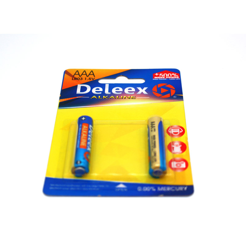Deleex碱性电池2支装LR03纸卡包装AAA电池7号电池battery锌锰干电池遥控器电池玩具电池高效电池环保电池详情图3