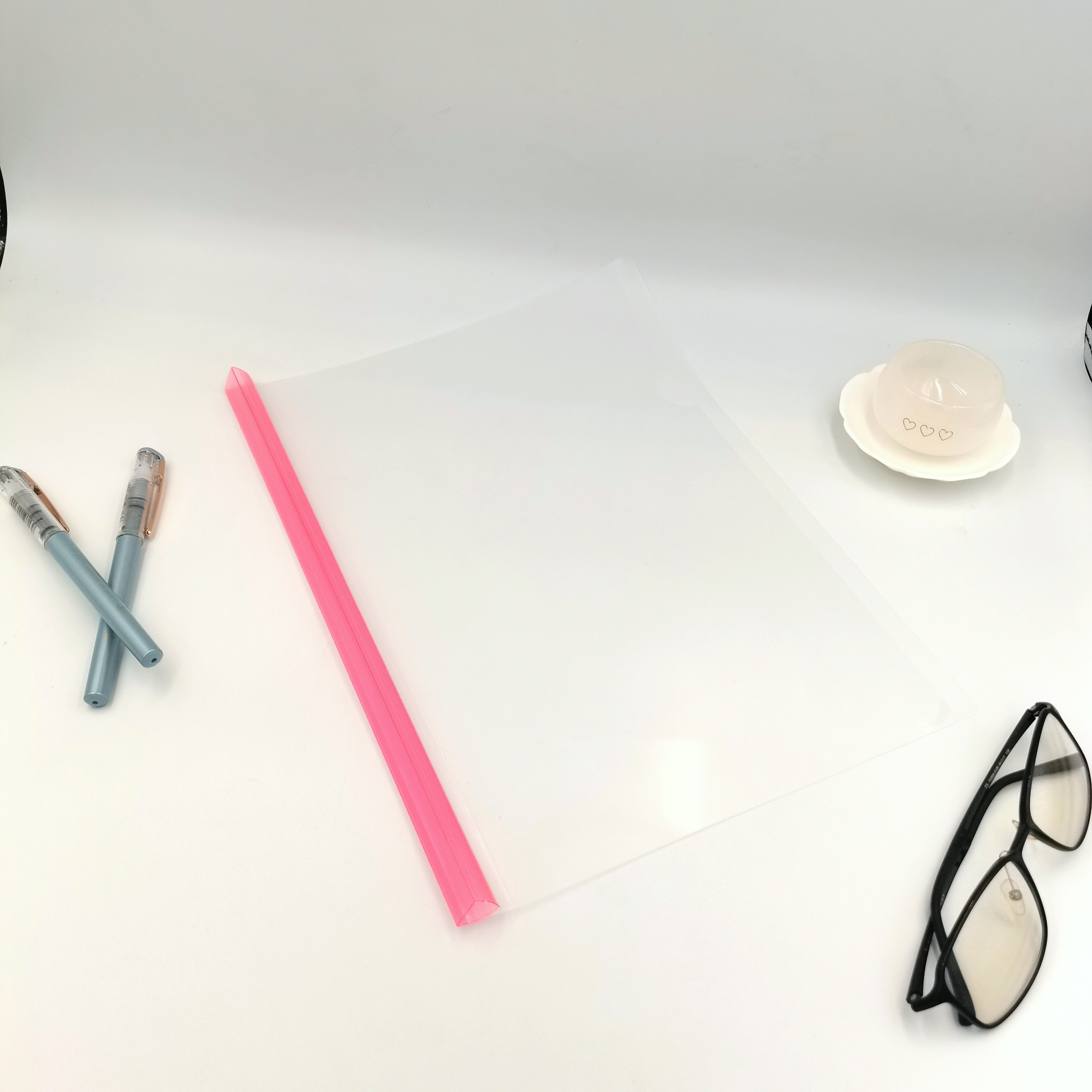 Transparent rod pull-out rod holder, file folder, frosted test paper holder, simple holder, office supplies, two-page holder Item Picture