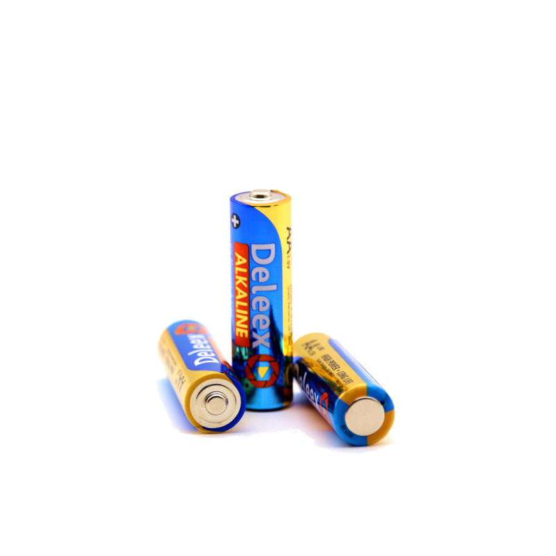 碱性电池/LR06/AA5号电池/Deleex/alkaline/高效环保/玩具电池白底实物图