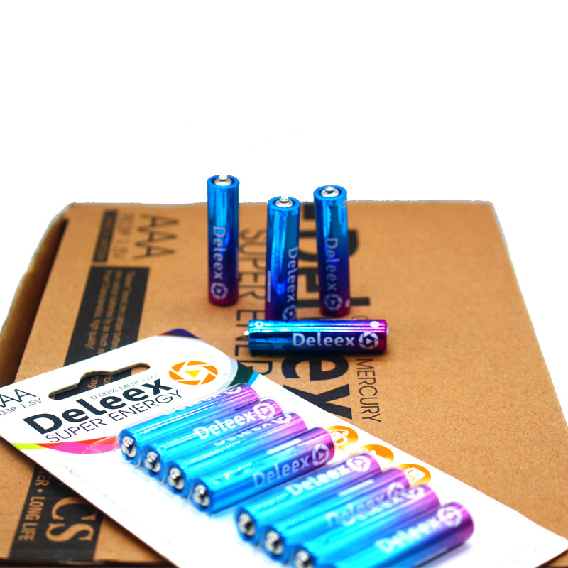 Deleex碳性7号电池8支装AAA电池R03P卡纸包装碳锌干电池Battery对讲机电池玩具电池高效电池环保电池