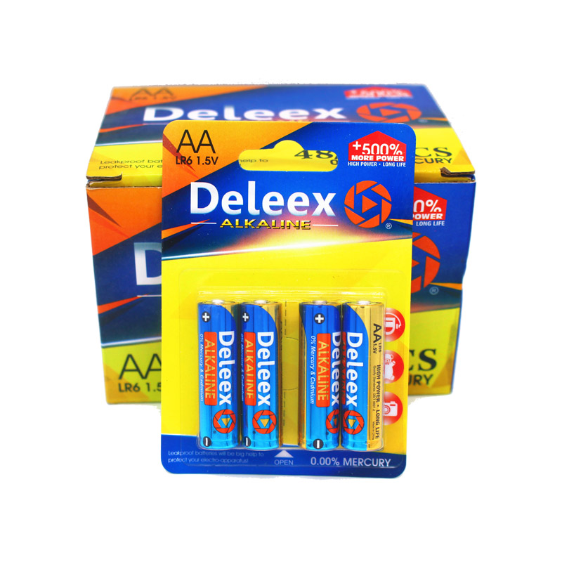Deleex碱性电池LR06纸卡包装AA电池5号电池battery锌锰干电池遥控器电池玩具电池高效电池环保电池图
