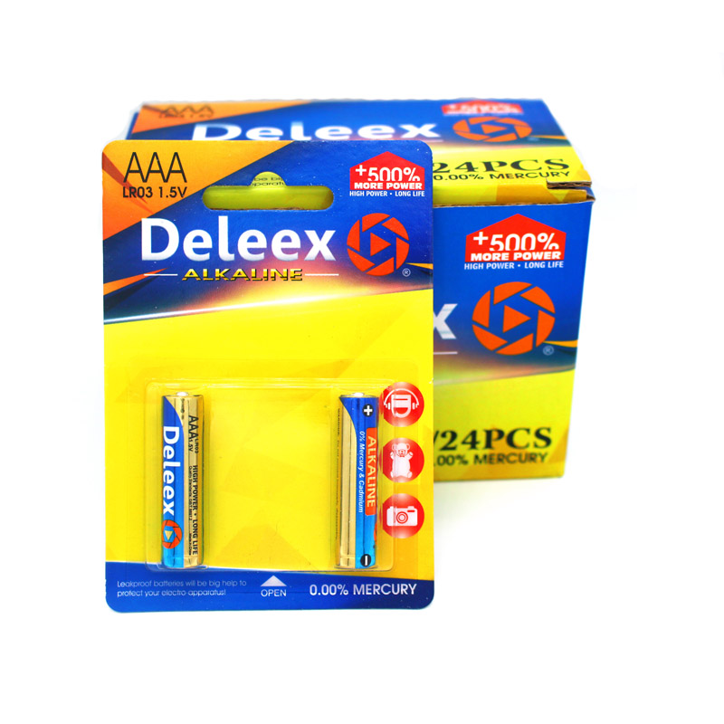 Deleex碱性电池2支装LR03纸卡包装AAA电池7号电池battery锌锰干电池遥控器电池玩具电池高效电池环保电池图