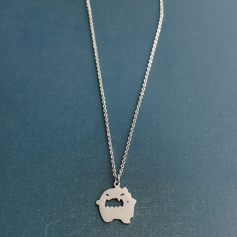 Sweet and cool, cute bubble monster couple necklace, trendy man's personality, versatile and niche design, best friend's cute pendant for girls detail image 3