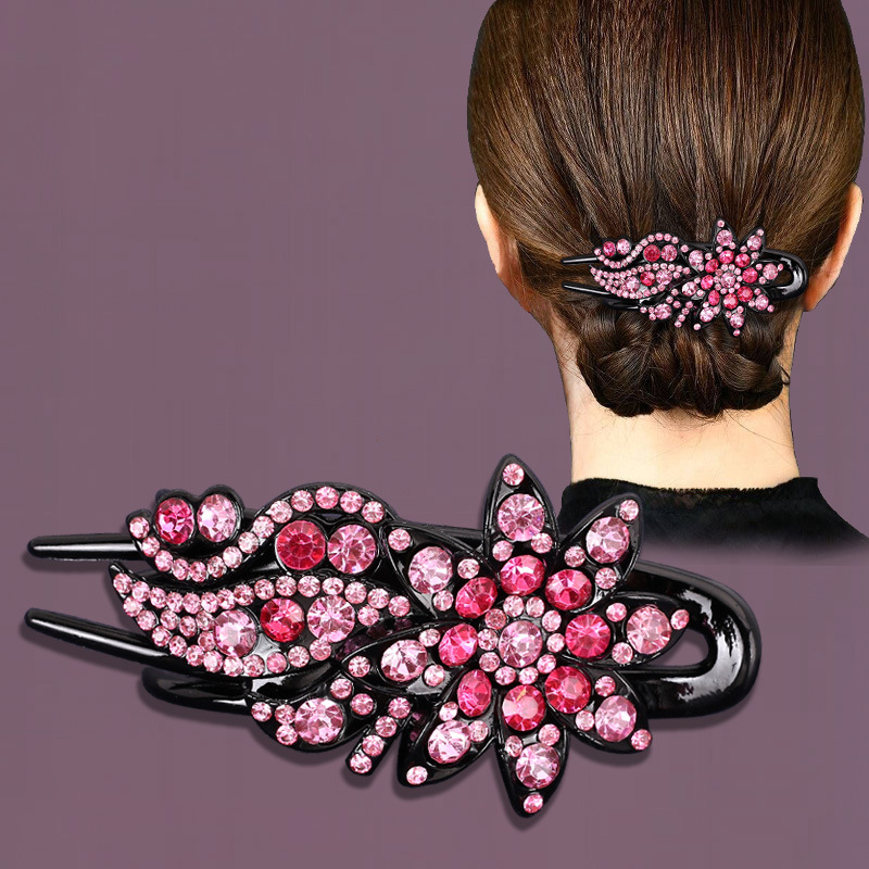 Kaka hairpin, back of the head, high-end large duckbeak clip, Korean retro hair bun, water diamond headwear wholesale Specification image