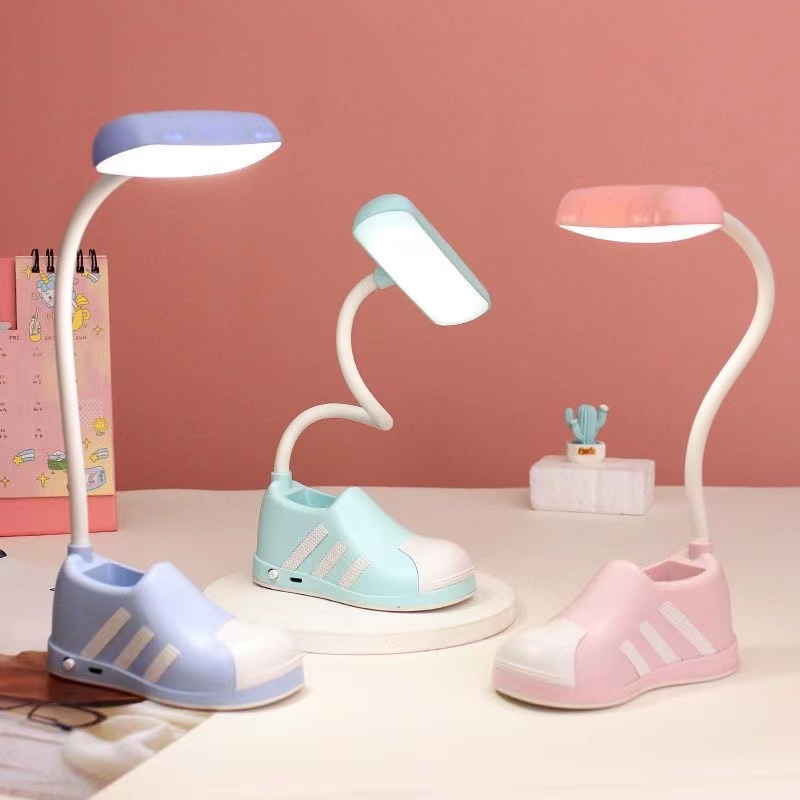 LED pen holder desk lamp, USB charging and plug-in dual-purpose shoe model desk lamp, male and female student learning professional eye-protecting desk lamp details Picture