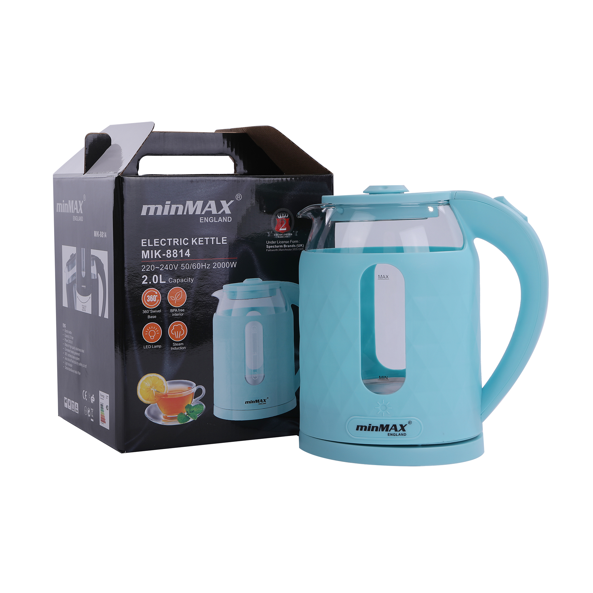 New European standard high-end glass window anti-dry-burning electric kettle, quick heating kettle Item Picture