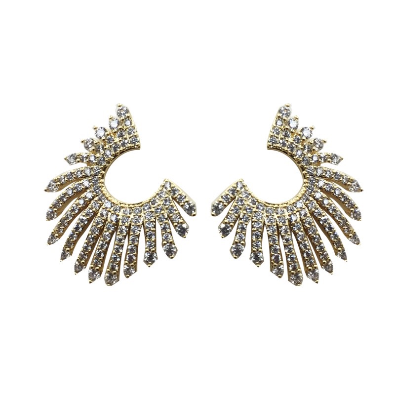 Korean-style fashionable and elegant, exquisite feather and wing micro-inlaid, light luxury and high-end craftsmanship earrings, stud earrings, and butterfly jewelry Specification image