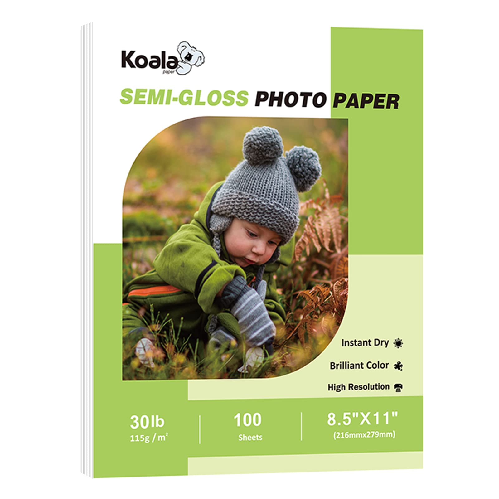 8.5"x11" Semi-Glossy Photo Paper, 115g photo paper, 100 semi-glossy photo papers, semi-glossy photo paper, photo paper