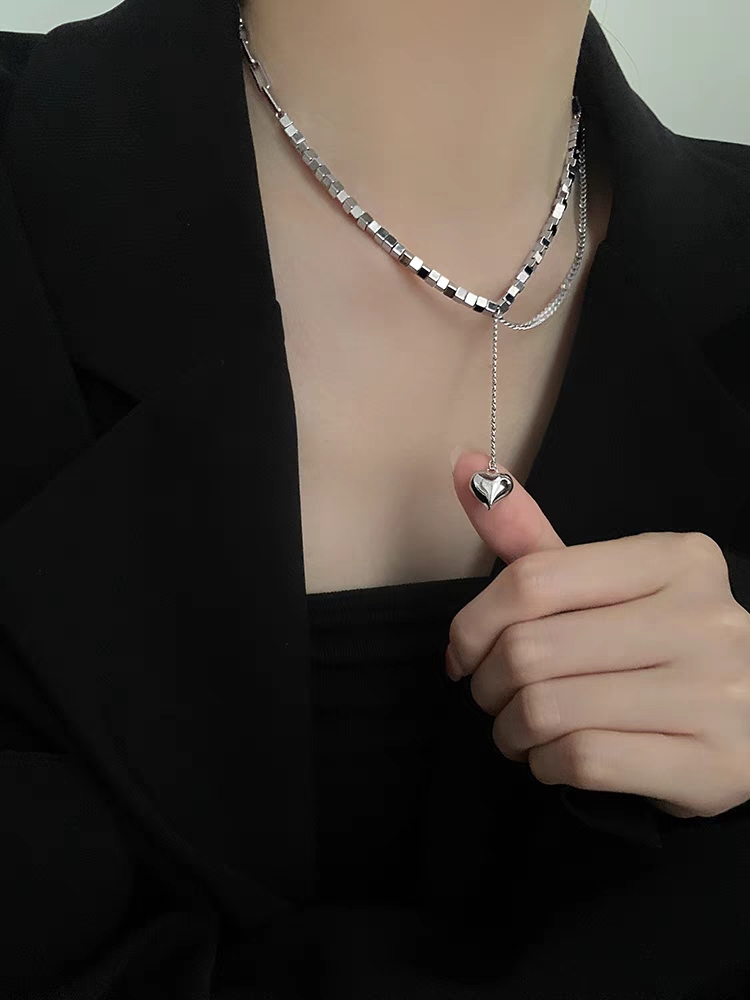 钛钢爱心项链女