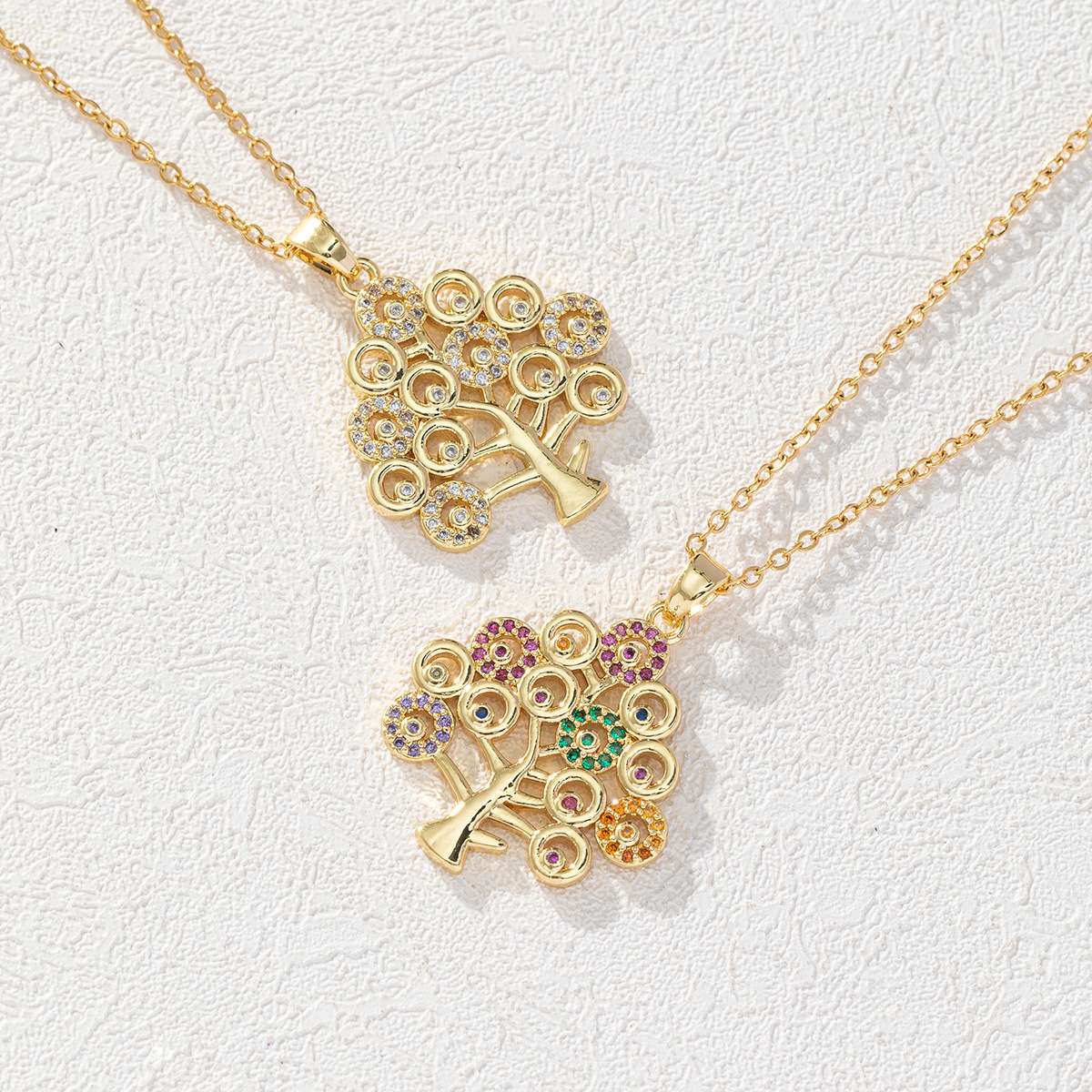 European and American fashion light luxury creative lucky tree pendant, slightly inlaid zircon necklace, women's niche exquisite cross-border sweater chain