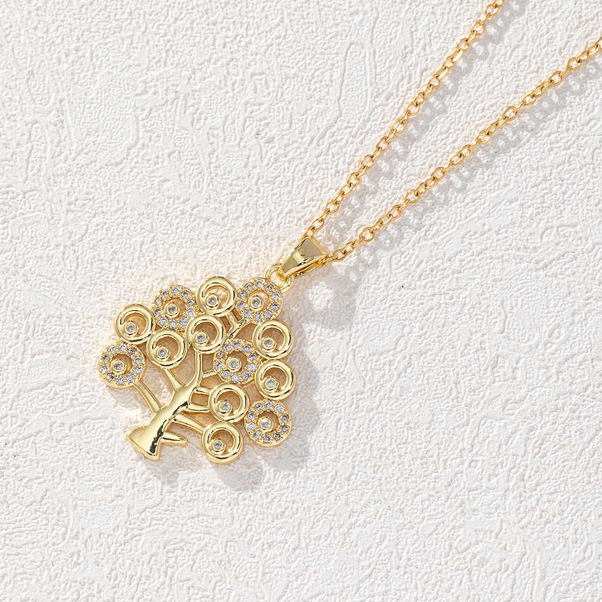 European and American fashion light luxury creative lucky tree pendant, slightly inlaid zircon necklace, women's niche exquisite cross-border sweater chain Item Picture