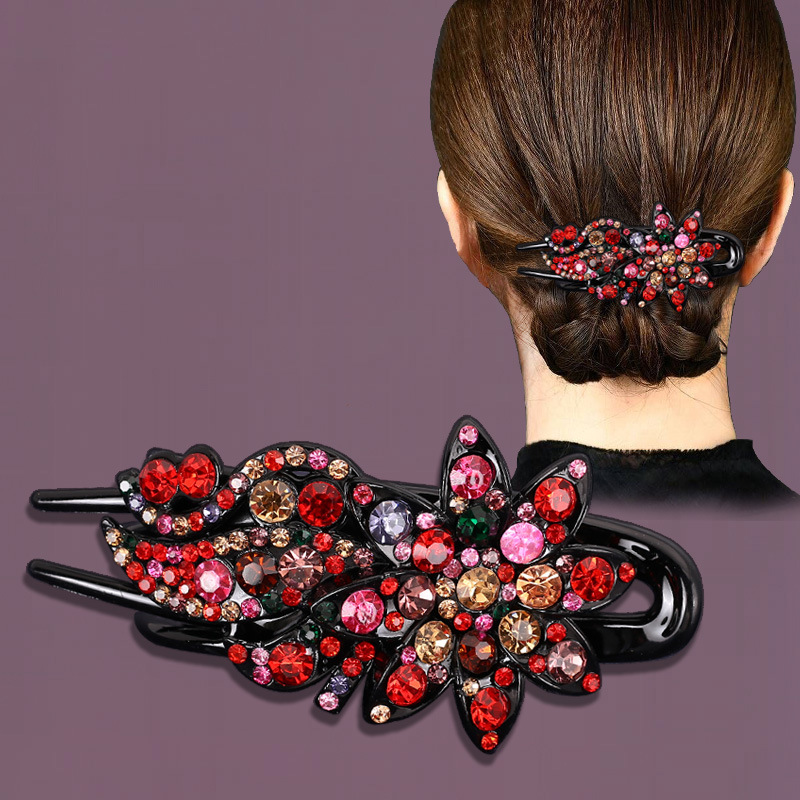 Kaka hairpin, back of the head, high-end large duckbeak clip, Korean retro hair bun, water diamond headwear wholesale Application Scenario