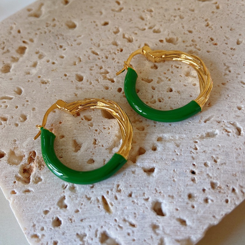 Korean-style fashionable and elegant metal enamel earrings, oil-dripping color matching, niche, light luxury and high-end earrings, butterfly jewelry Specification image