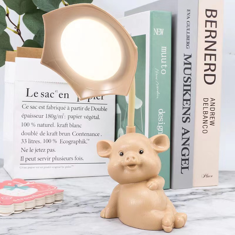 Cute little pig desk lamp for boys, girls, children, writing and reading, student eye-protecting lamp, USB charging, creative bedside night lamp Specification image