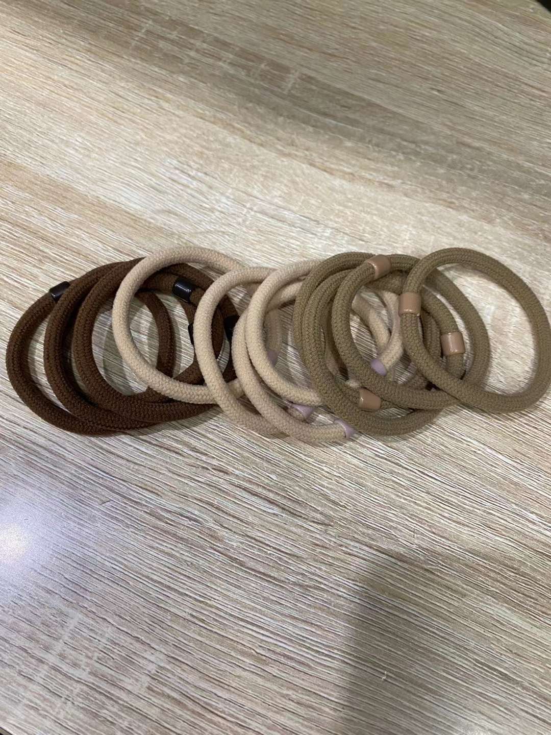 Korean style dark-colored nylon rubber band and leather band hair bands are popular detail image 3