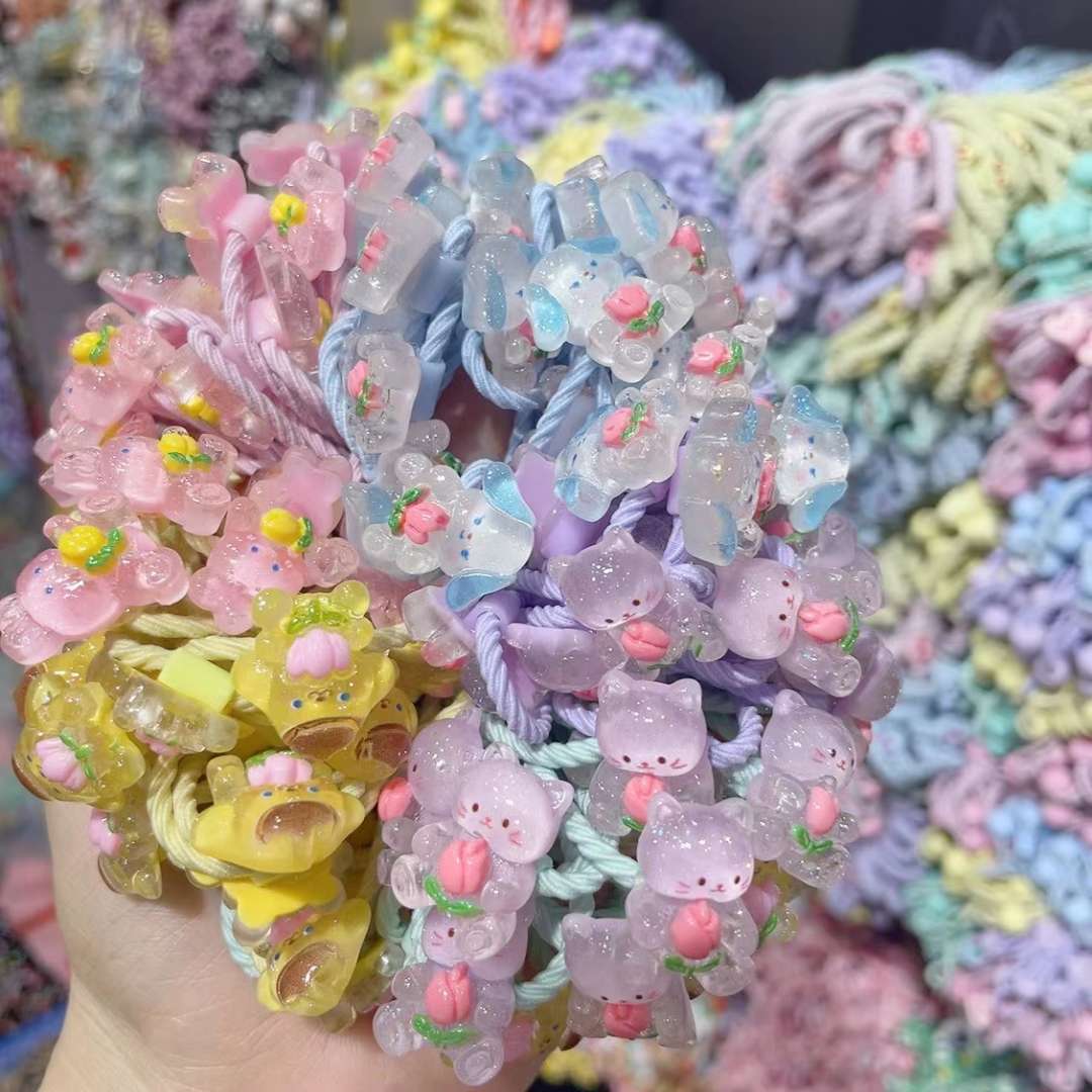Korean-style cute cartoon children's small rubber band and leather case children's headwear detail image 7