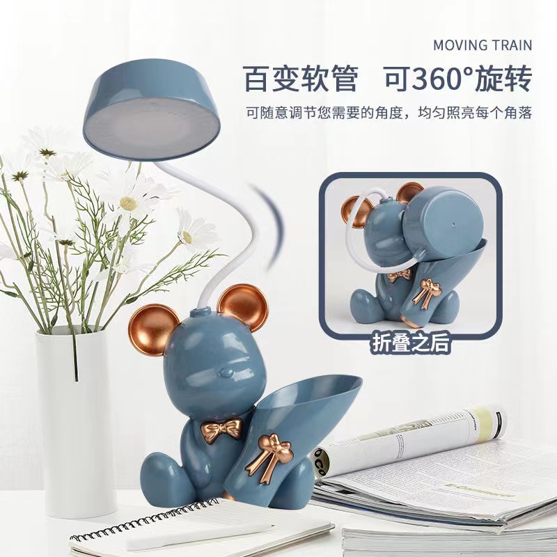 Dual-purpose LED cute student desk lamp, eye-protecting study, dormitory bedside reading and writing lamp, bedroom night light details Picture